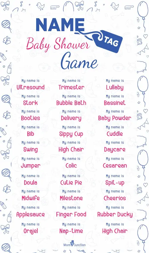 Name Tag Game - Baby Shower Ideas Singapore (Credit: Pinterest)
